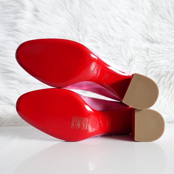 Christian Louboutin Miss Jane 55 Mary Jane Metallic Pink Leather Low Heels 36.5 - Picture 15 of 16